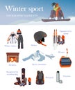 Vector set of Ski and Snowboard equipment icons