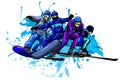 Vector set of skiers. People skiing design elements isolated on white background. Royalty Free Stock Photo