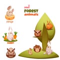 Vector set of small forest cute animals