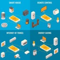 Vector set of smart home concept isometric posters Royalty Free Stock Photo