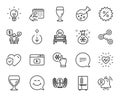 Vector set of Smile face, Video content and Beer glass line icons set. Vector Royalty Free Stock Photo