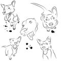 Vector set of smiling dogs