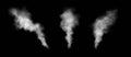 Vector set of smoke, steam or spray reallistic effects on black background Royalty Free Stock Photo