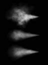 Vector set of smoke, steam or spray reallistic effects on black background Royalty Free Stock Photo