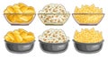 Vector set of Snacks in Bowls Royalty Free Stock Photo