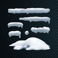 Vector set of snow caps, snowball and snowdrift Royalty Free Stock Photo