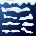 Vector set of snow caps, icicles, snowballs and snowdrift Royalty Free Stock Photo