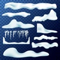 Vector set of snow caps, icicles, snowballs and snowdrift Royalty Free Stock Photo