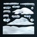 Vector set of snow caps, snowball and snowdrift Royalty Free Stock Photo