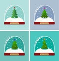 Vector set of snow globes. with christmas tree