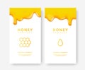 Vector Set of social media stories 3d gold liquid honey and gradient drop of honey and honeycomb. Design template Royalty Free Stock Photo