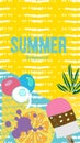 Vector set of social media stories templates. Summer bright tropical backgrounds