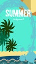 Vector set of social media stories templates. Summer bright tropical backgrounds with palms,