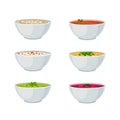 Vector Set of Soup Bowls, Different Soups, Cream Soups, Healthy Eating Icons Collection Isolated.