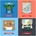 Vector set of spa therapy concept posters in flat style Royalty Free Stock Photo