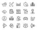 Vector set of Spanner, Cloud sync and Covid app line icons set. Vector