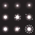 Vector set of sparkling light flares and shining stars effects