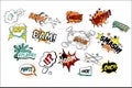Vector set of speech bubbles in pop art style with text. Various sound replicas Bang, Oops, Boom, Zap. Cartoon design