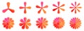 Vector Set of splash flower, star, snowflake, shape isolated icon symbol illustration, abstract background texture pattern art Royalty Free Stock Photo