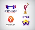 Vector set of sport logos, leadership, man, winner logo.