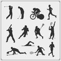 Vector set of sport players silhouettes. Royalty Free Stock Photo