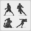 Vector set of sport players silhouettes. Royalty Free Stock Photo