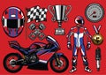 Set of sportbike racing elements Royalty Free Stock Photo