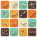 Vector set of square flat icons with long shadow. Royalty Free Stock Photo