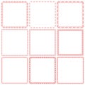 Vector set of square frames with red hearts Royalty Free Stock Photo