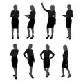 Vector set of stand businesswoman silhouette. businesswoman with different action such as using mobile phone , posing , working