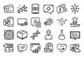 Vector set of Start presentation, Chemistry lab and Face biometrics line icons set. Vector