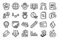 Vector set of Startup, Verified internet and Teamwork line icons set. Vector
