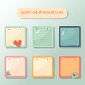 Vector set of stickers for notes in flat style. Royalty Free Stock Photo