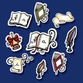 Vector Set of Stickers with School Supplies Royalty Free Stock Photo