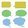 Vector set of stickers of speech bubbles. Blank empty colorful s Royalty Free Stock Photo