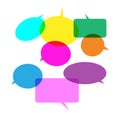 Vector set of stickers of speech bubbles. Blank empty colorful s Royalty Free Stock Photo
