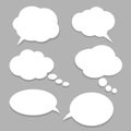 Vector set of stickers of speech bubbles. Blank empty white speech bubbles Royalty Free Stock Photo