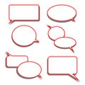 Vector set of stickers of speech bubbles. Blank empty white Royalty Free Stock Photo