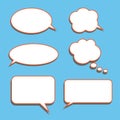 Vector set of stickers of speech bubbles. Blank empty white Royalty Free Stock Photo