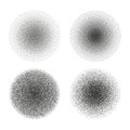 Vector set of stipple circle textures. Dotted gradient halftone ink spray effect Royalty Free Stock Photo