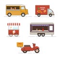 Vector set of street food transport