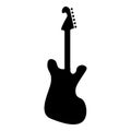 Vector set of string music instruments silhouettes. Electric guitars, acoustic guitars, classic guitar, bass guitar Royalty Free Stock Photo