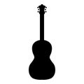 Vector set of string music instruments silhouettes. Electric guitars, acoustic guitars, classic guitar, bass guitar