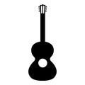 Vector set of string music instruments silhouettes. Electric guitars, acoustic guitars, classic guitar, bass guitar