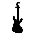 Vector set of string music instruments silhouettes. Electric guitars, acoustic guitars, classic guitar, bass guitar Royalty Free Stock Photo