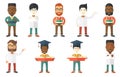 Vector set of student characters. Royalty Free Stock Photo