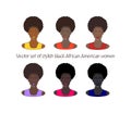 Vector set of stylish beautiful black African American women drawing illustration.