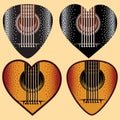 Vector set of stylish colored plectrums for guitar