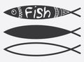 Vector set of stylized fish. A collection of marine fish icons. Logo. Tattoo.