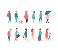 Vector set of stylized people figures, flat line and color men and women in different poses